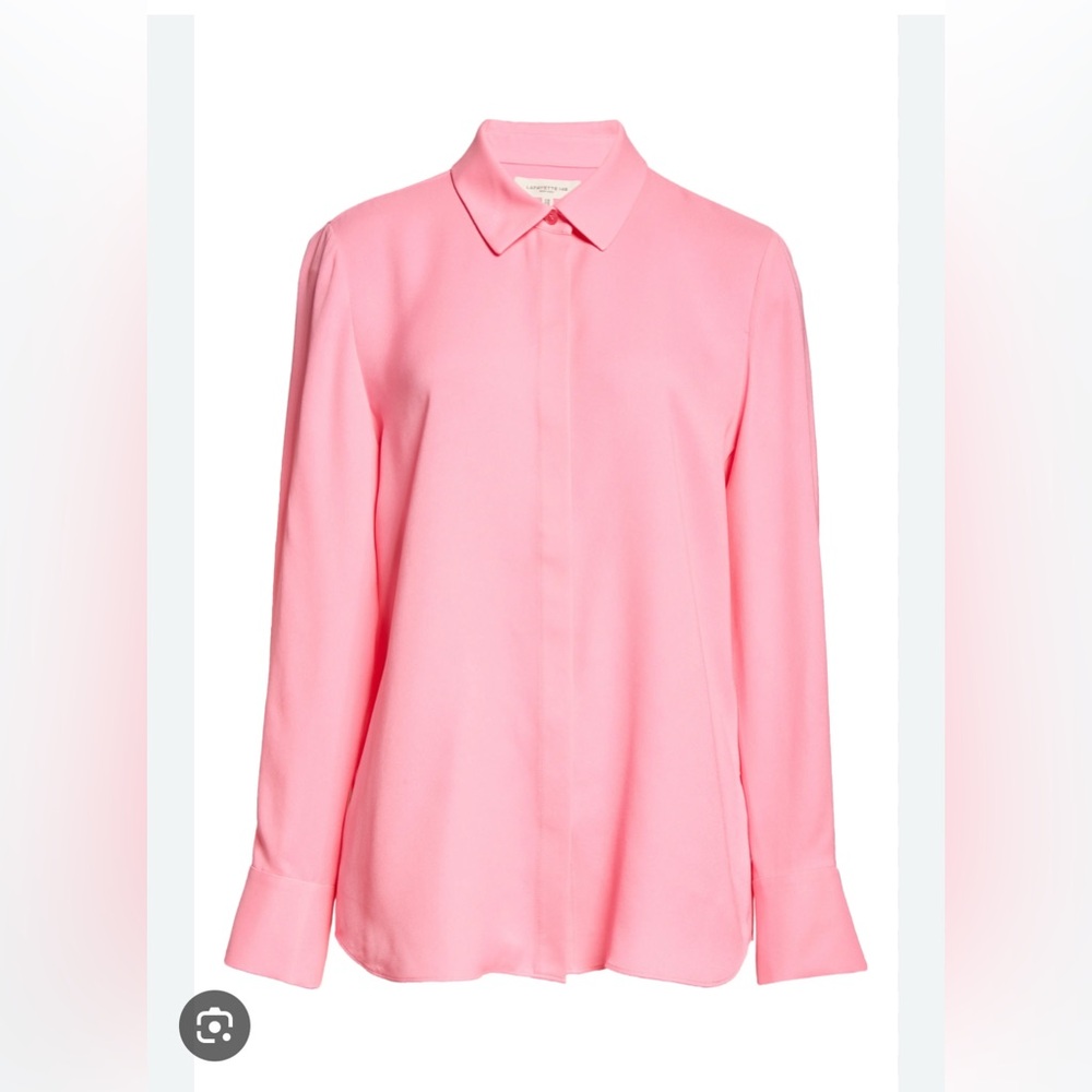 Women's Pink Silk Georgette Scottie  Lafayette 148 shirt Sz M